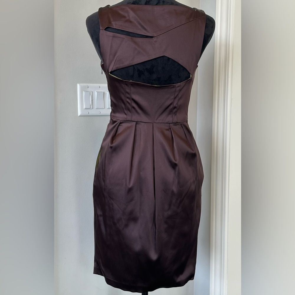 ✨EUC✨Marc New York Brown Ruched Cocktail Dress Lined Side Zip Women size 4 - Picture 5 of 13